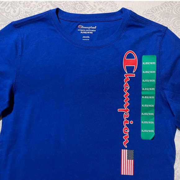 💙🇺🇸Champion XL Athletic Shirt Blue 18/20 Boys - Picture 2 of 6